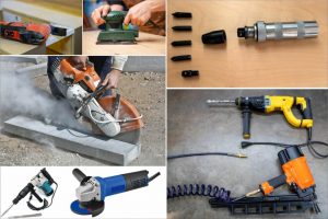 Різні види електроінструментів, що використовуються в будівництві та ремонті